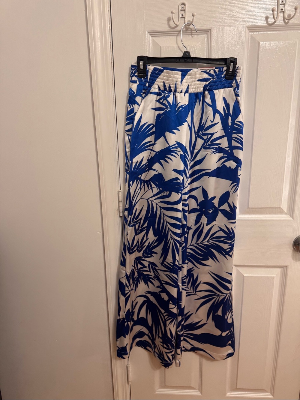 INC International Concepts White Maxi Skirt with Royal Blue Tropical Print
